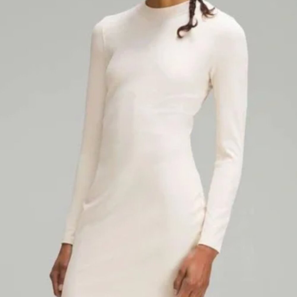 Lululemon ribbed long sleeve dress in off white